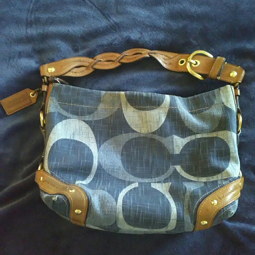 Authentic Coach denim hobo bag